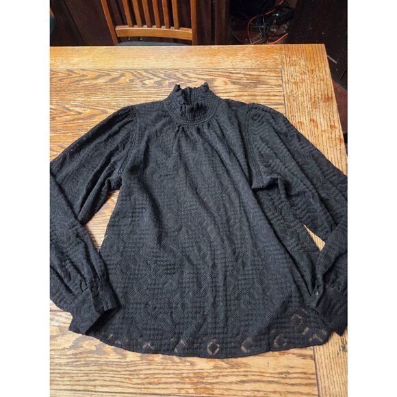 Sezane Shona Organic Cotton Lace Blouse In Black Size 42 (US 10) - Picture 2 of 4